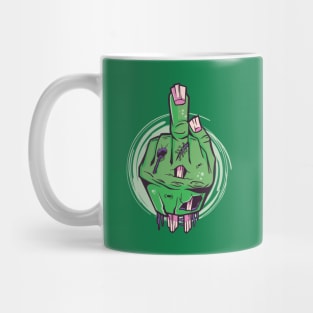 Zombie Hand Flipping Off Mug